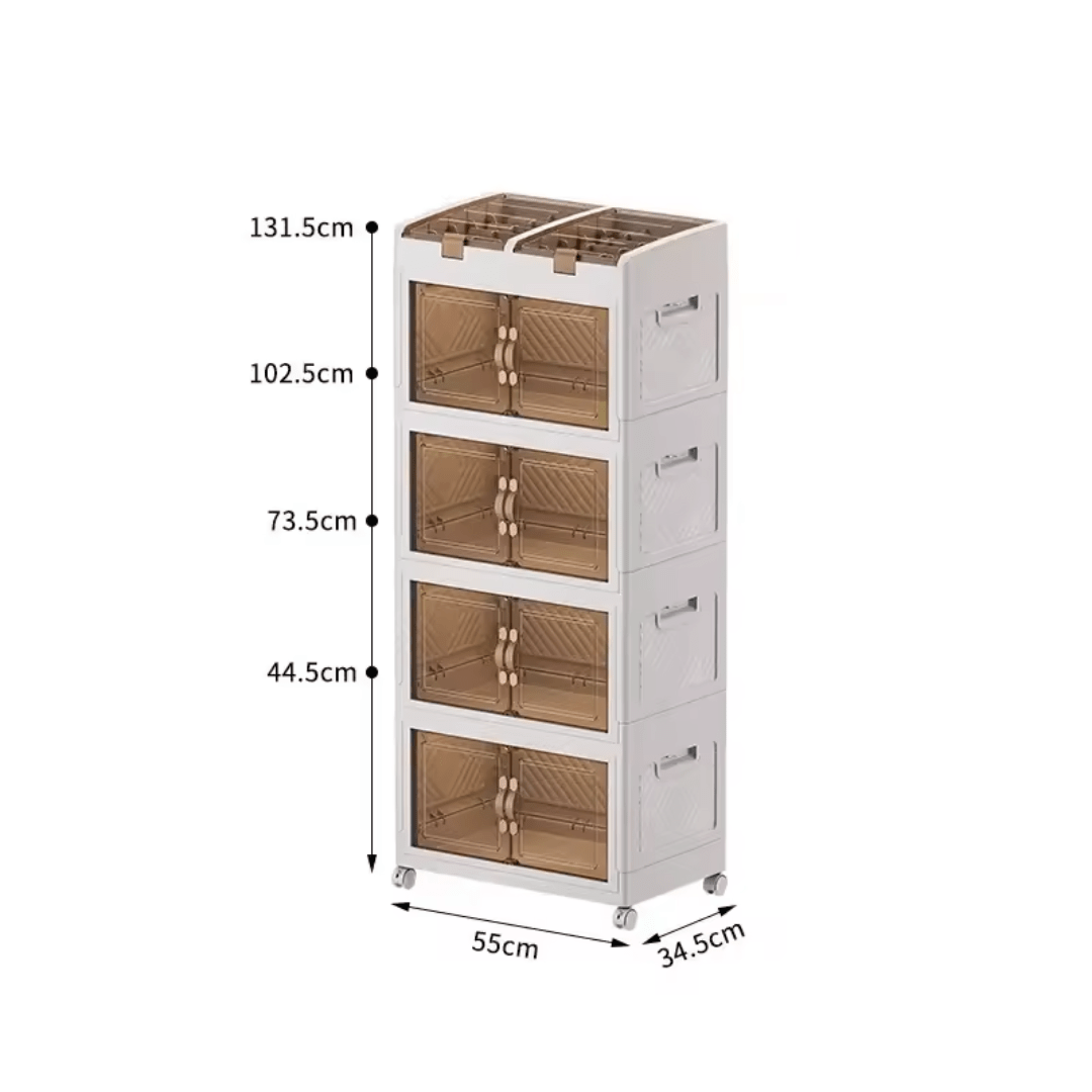 Multi-Purpose Foldable Storage Organizer Wardrobe With Wheels