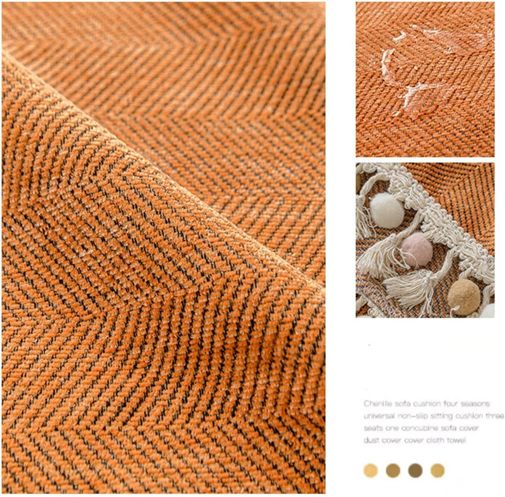 Elegance Chenille Sofa Cover : [EM-SC-31] (Orange)