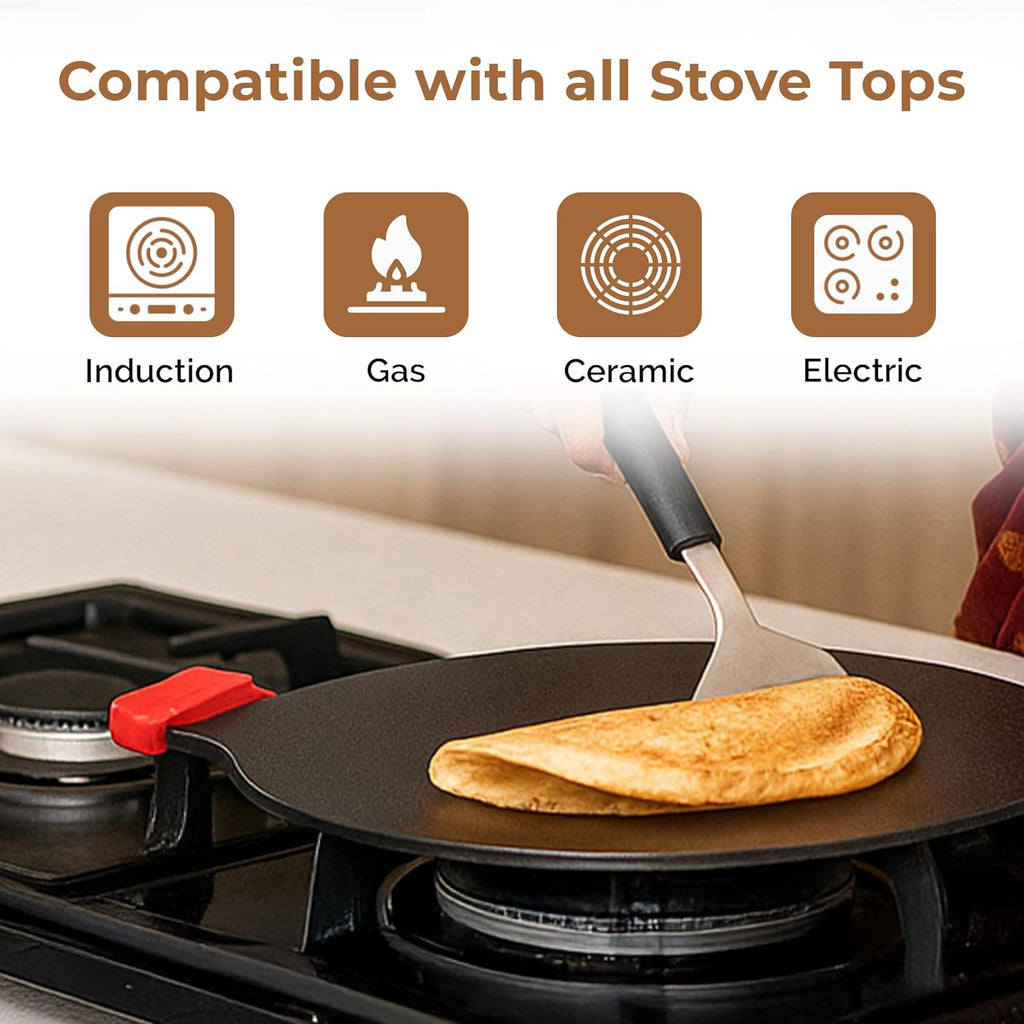 Multi-Cooktop Compatible Durable Cast Iron Dosa Tawa (30CM)