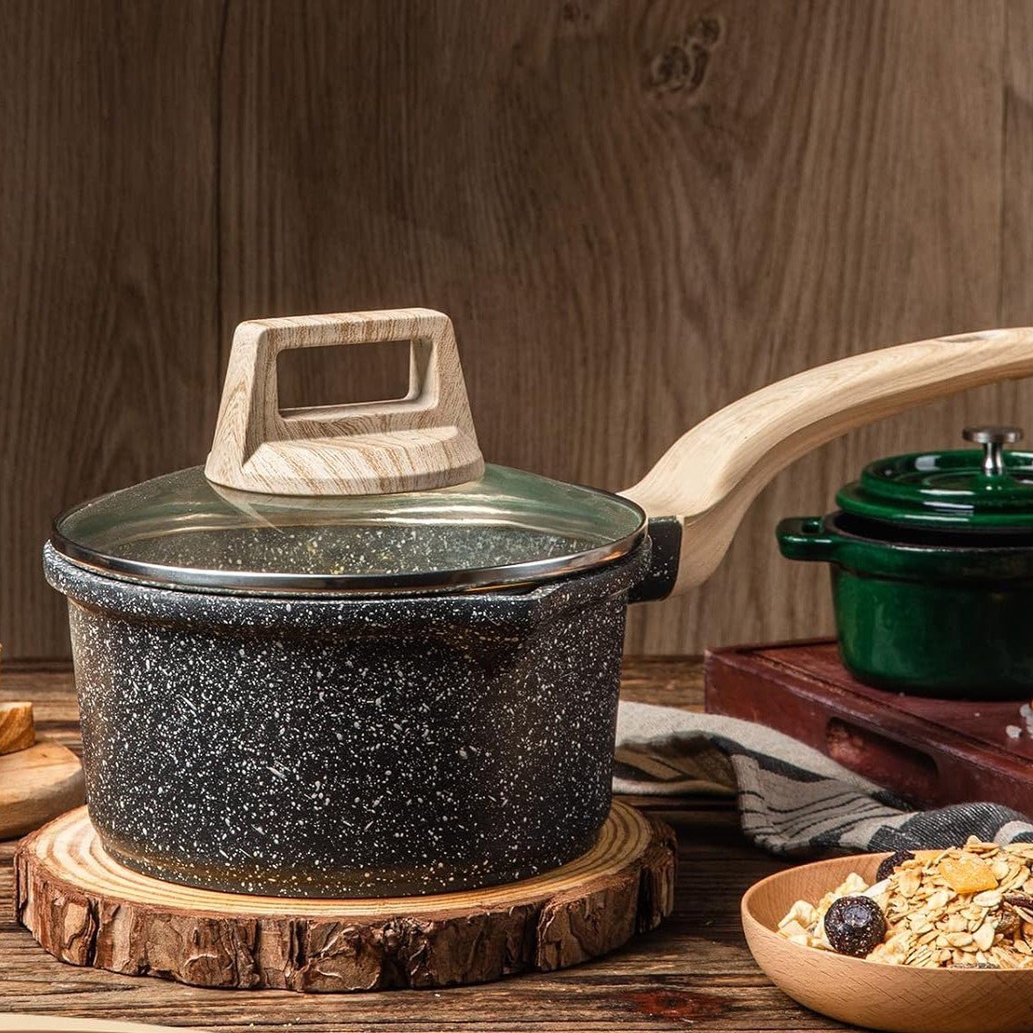 Maifan Stone Non-Stick Pot (Black-18cm)