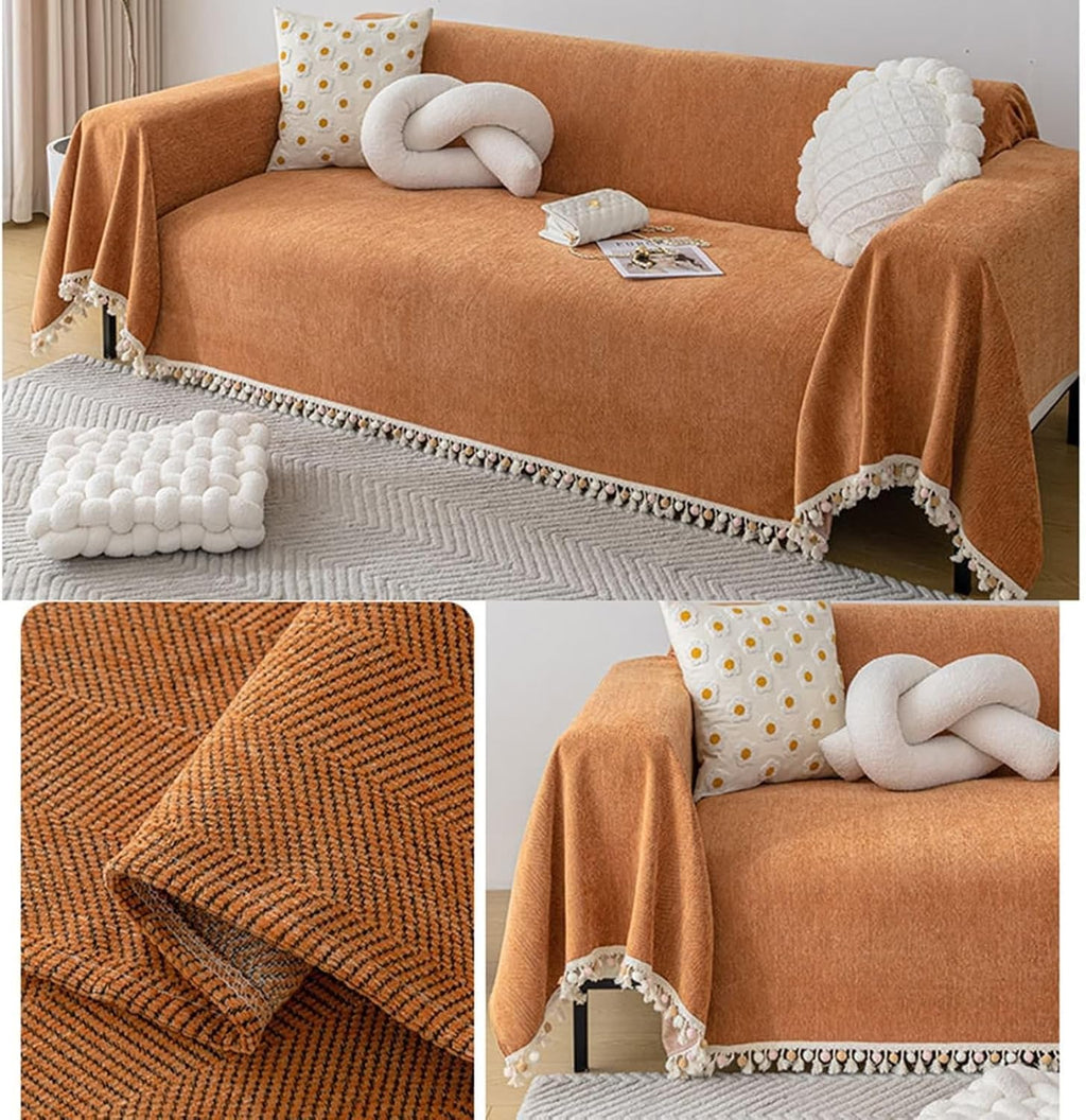 Elegance Chenille Sofa Cover : [EM-SC-31] (Orange)