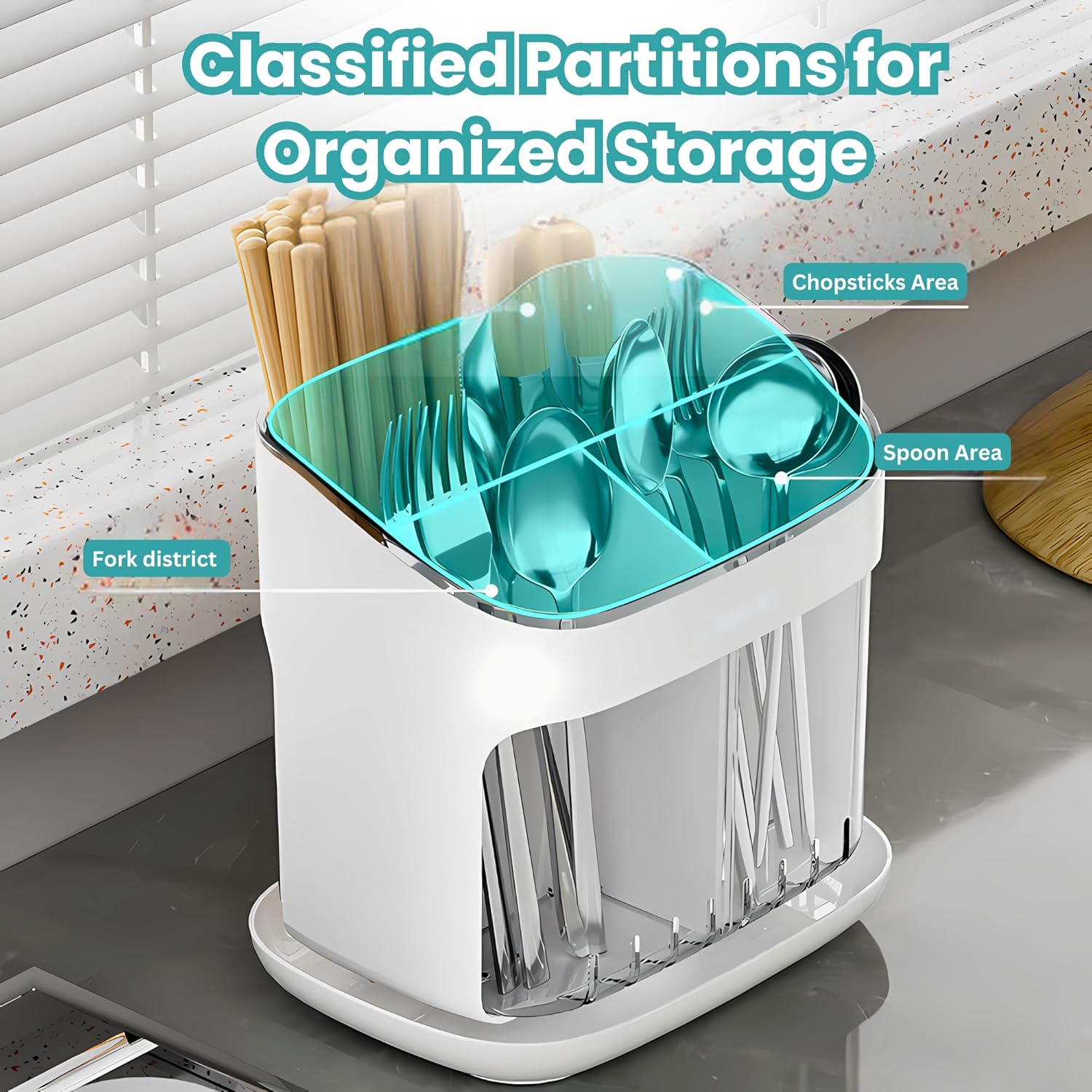 Multi-Compartment Utensil Organizer Stand