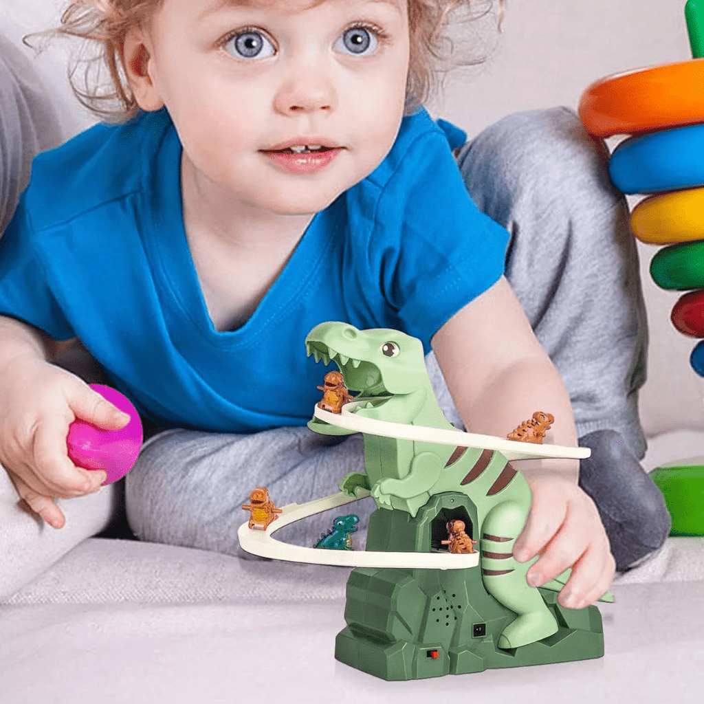 Electric Dinosaur Slide Track Climbing Toy with Music