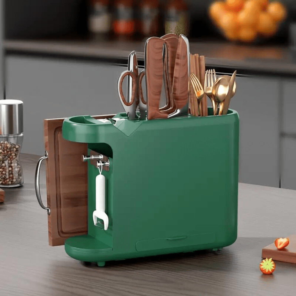 Multi-Functional Knife Holder With Sharpening Stone