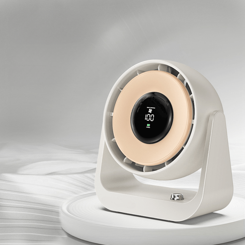 Rechargeable Desktop Fan with Digital Display, 5V