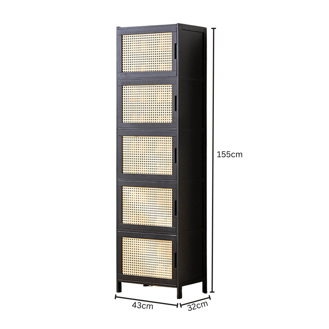 Multi-Purpose Bamboo Wood Storage Cabinet (Black-43cm)