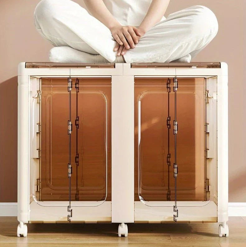 Multi-Use Foldable Transparent Storage Box with Wheels