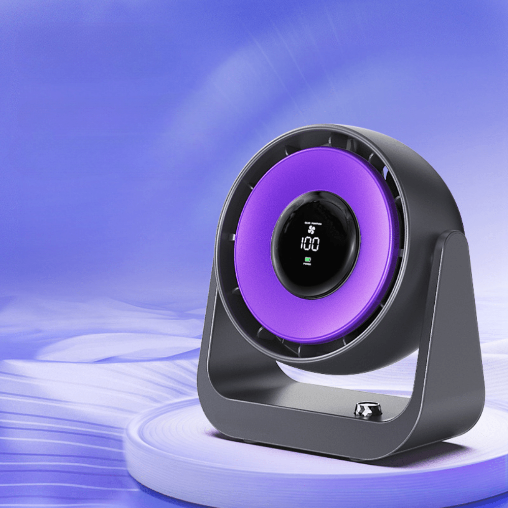 Rechargeable Desktop Fan with Digital Display, 5V