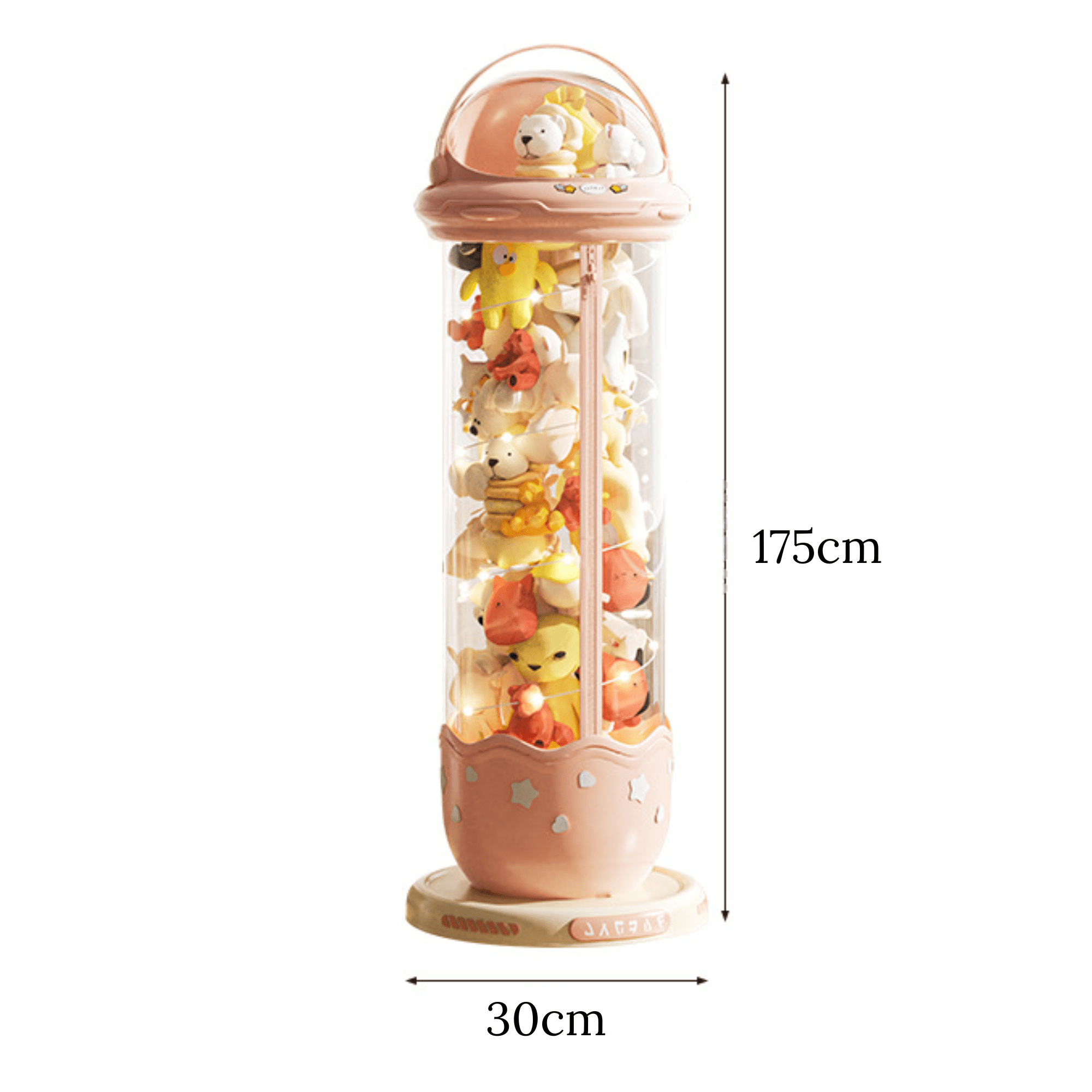 Transparent Plastic Toy Storage Bucket with Zipper (30cm)