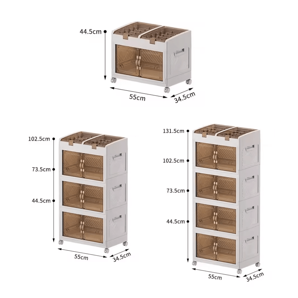 Multi-Purpose Foldable Storage Organizer Wardrobe With Wheels