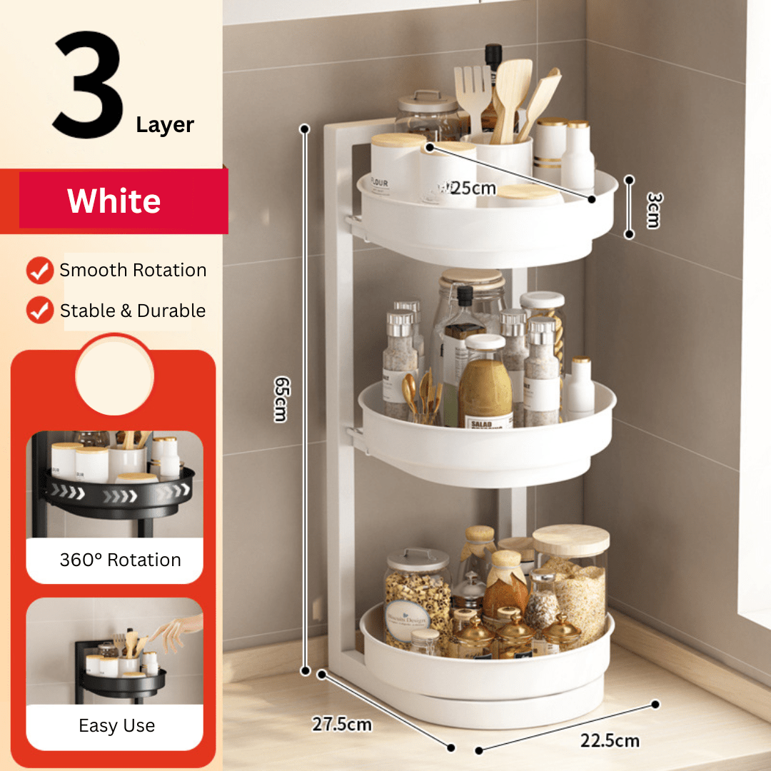 Multi-Layer 360° Rotatable Adjustable Rotatable Corner Spice Rack