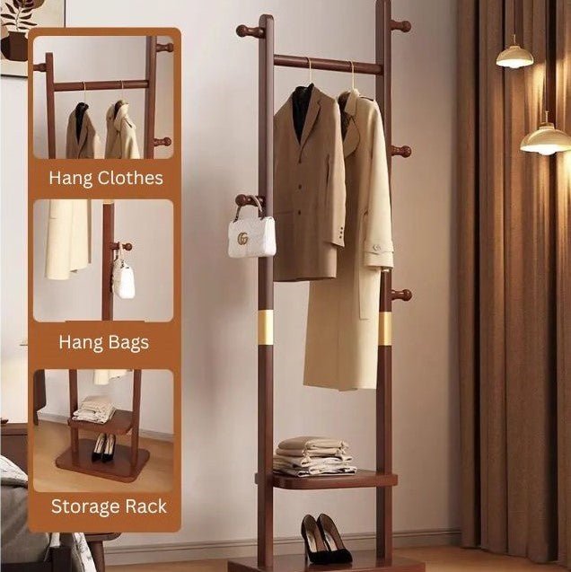 Solid Wood Floor-to-Ceiling Coat Rack (166cm)