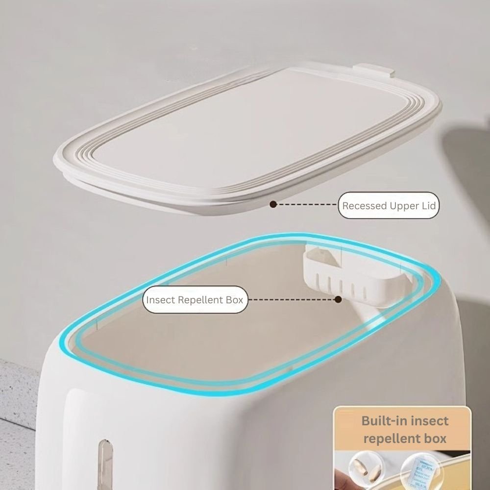 Multi-Purpose Airtight Rice Storage Container with Measuring Cup(10kg)