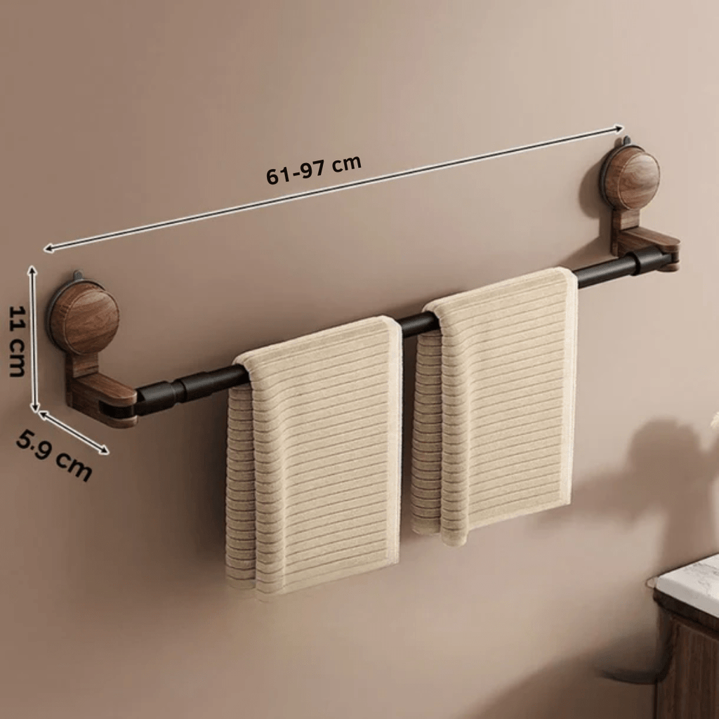No-Drill Retractable Walnut Towel Rack