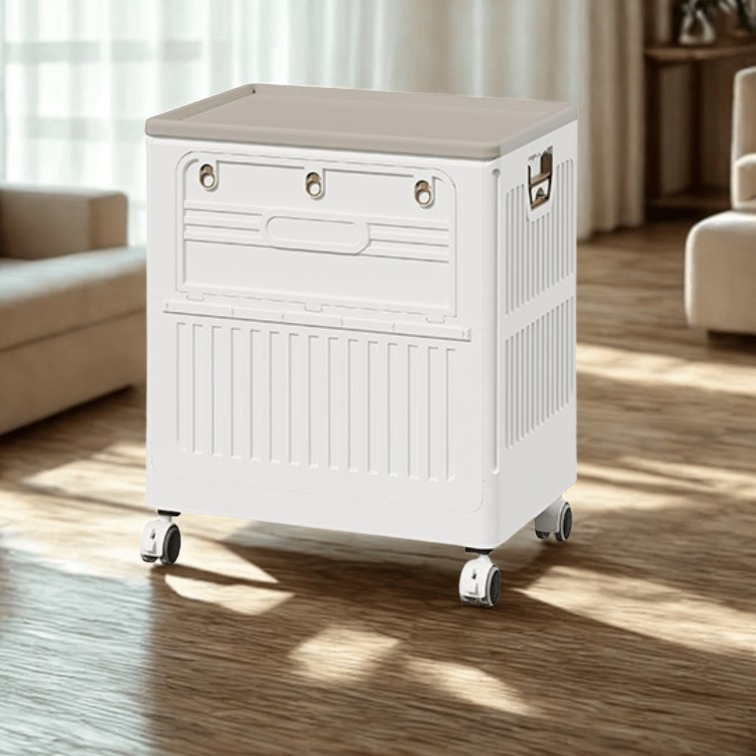 Multi-Purpose Plastic Foldable Clothing and Toy Storage Box with Wheels