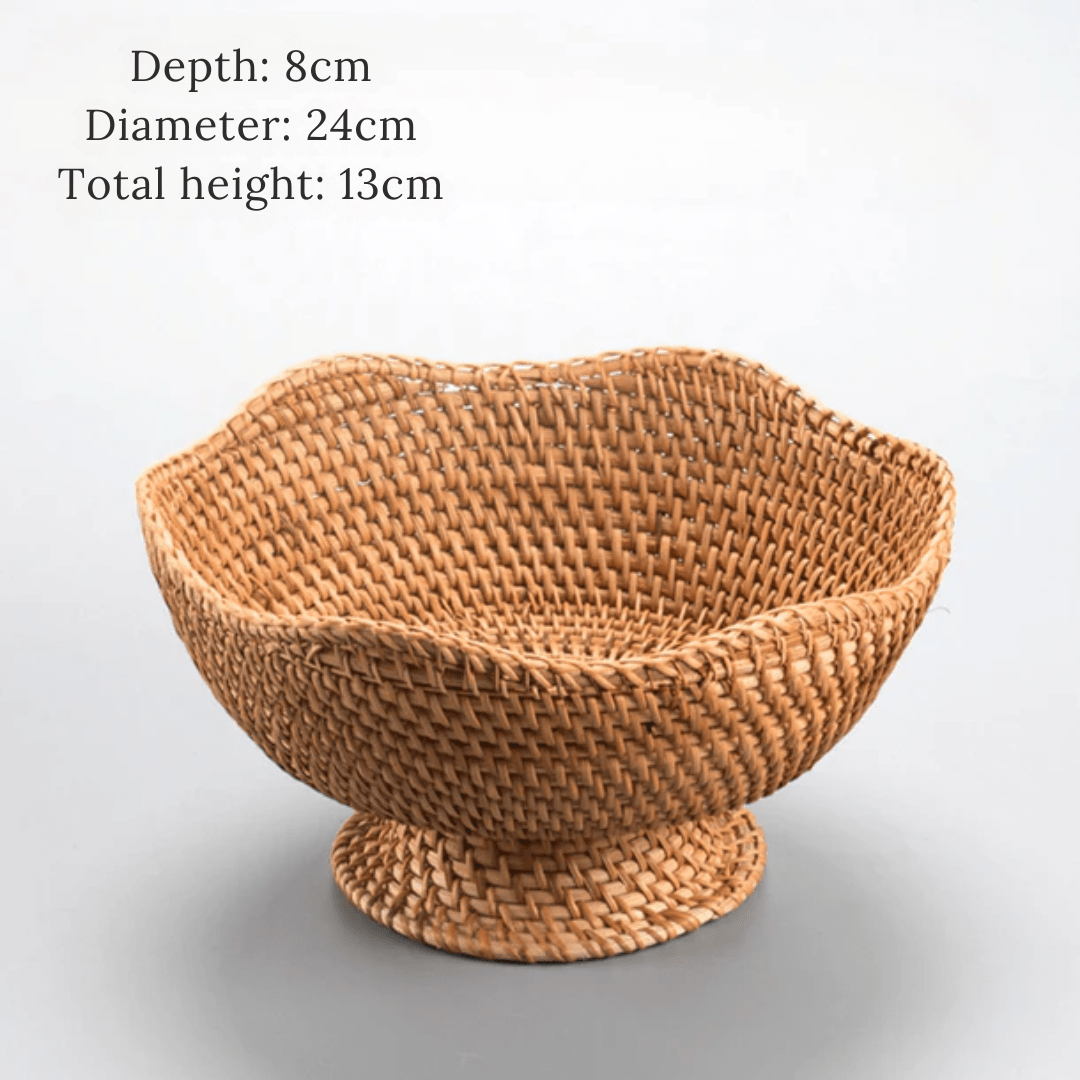 Multi-Purpose Hand-Woven Rattan Serving Basket (25cm)