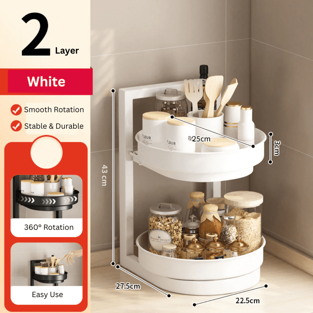 Multi-Layer 360° Rotatable Adjustable Rotatable Corner Spice Rack