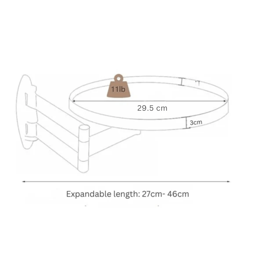 Multi-Purpose 180° Moveable Flip Down Wall Mounted Table (43cm)
