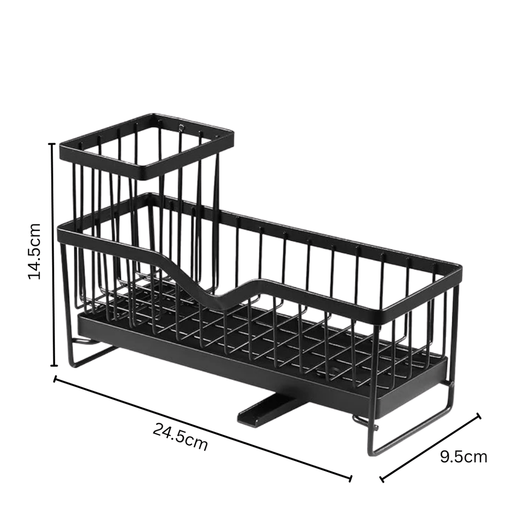 Premium Stainless Steel Sink Holder with Brush Rack (25cm)