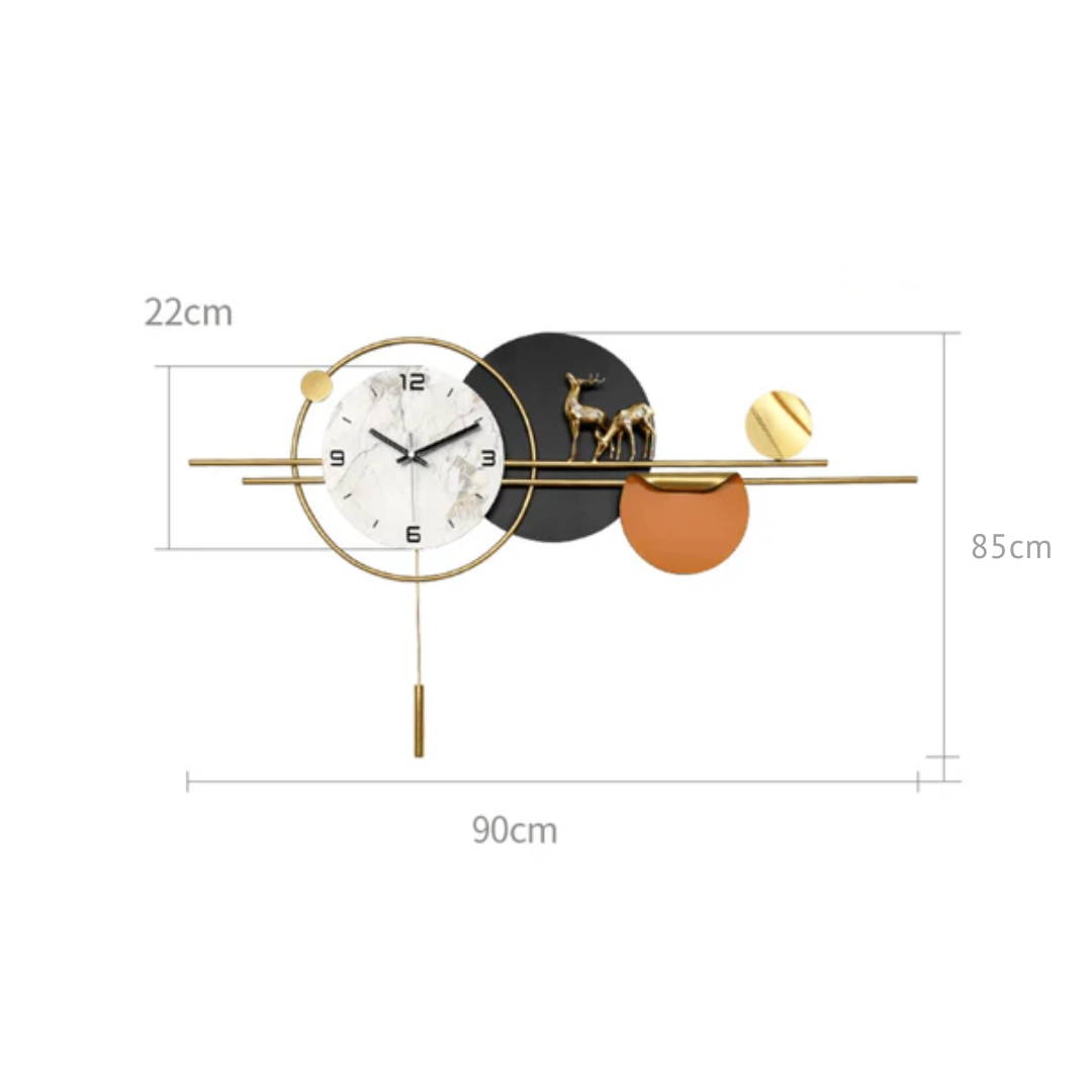 Modern Iron Hanging Wall Clock with Marble Texture Dial