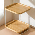 Bamboo Wood Two-Tier Tea Organizer Rack
