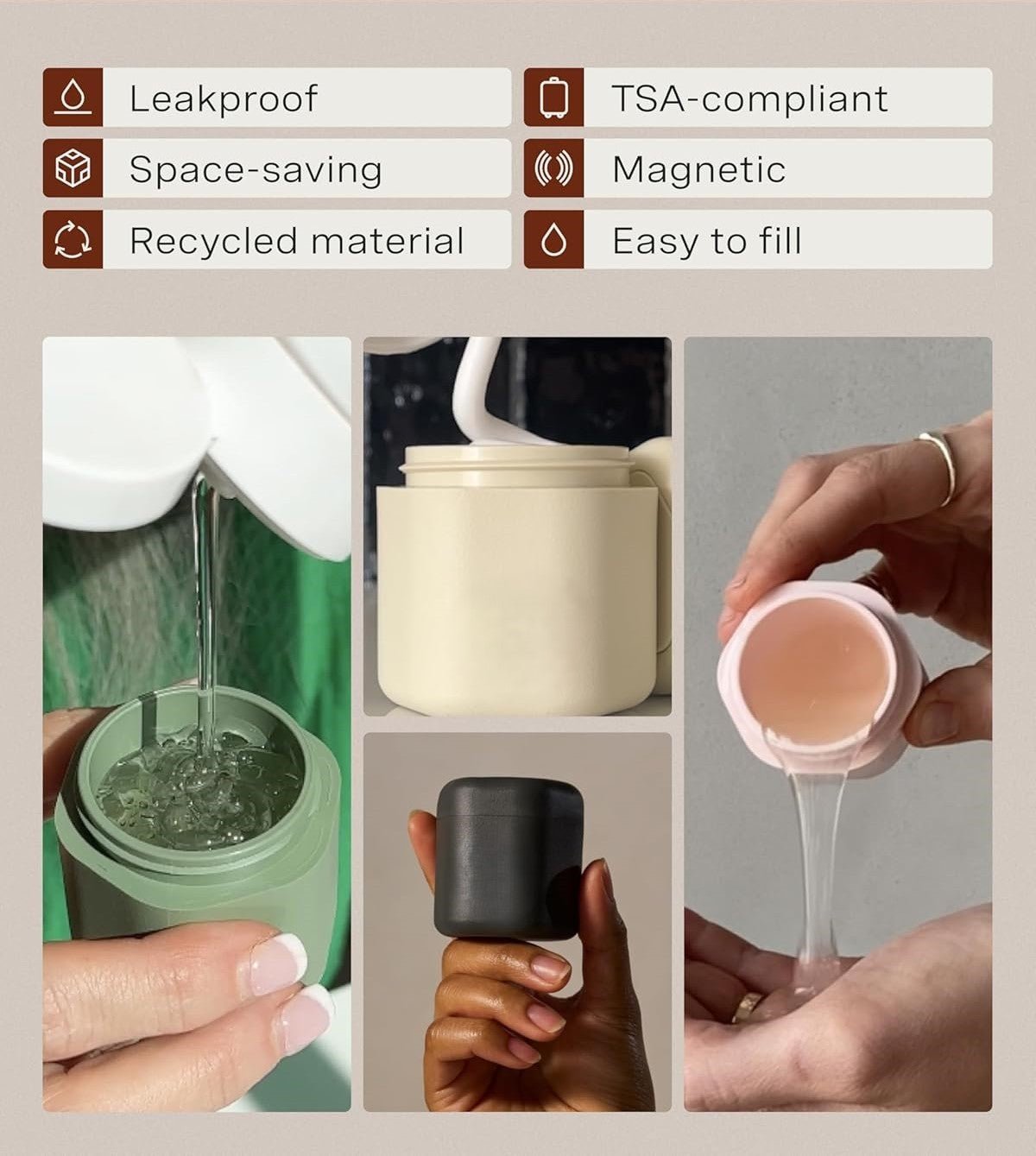 Leakproof Magnetic Travel Container Set
