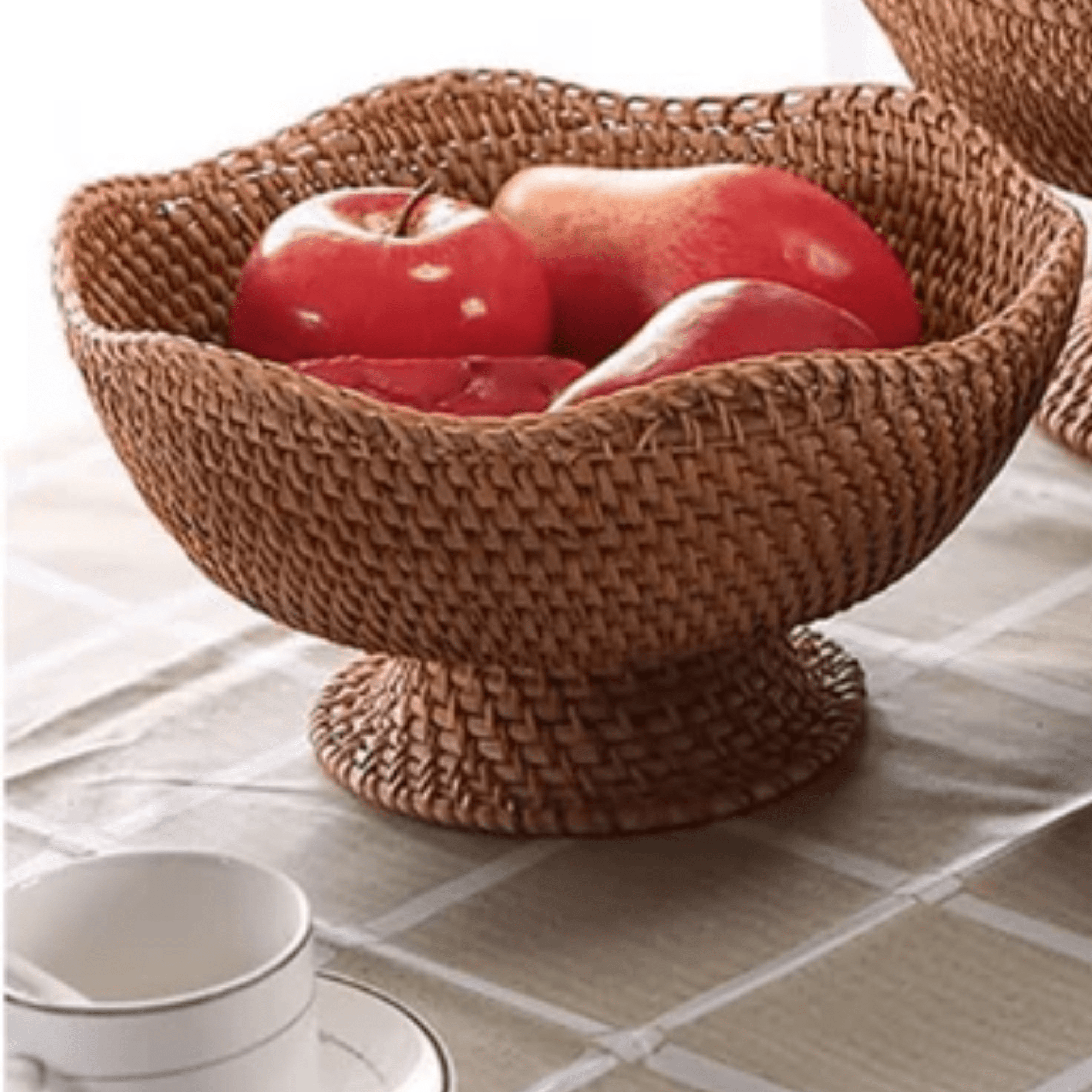 Multi-Purpose Hand-Woven Rattan Serving Basket (25cm)
