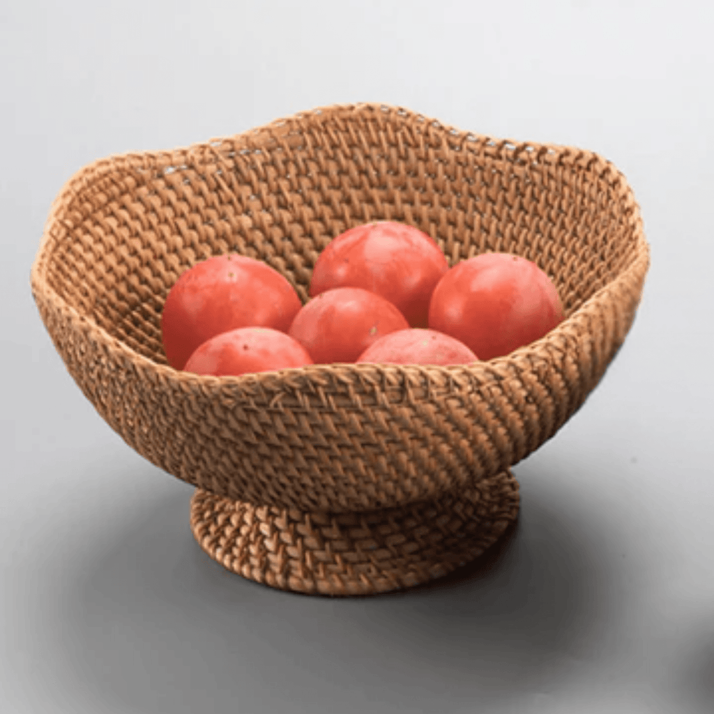 Multi-Purpose Hand-Woven Rattan Serving Basket (25cm)