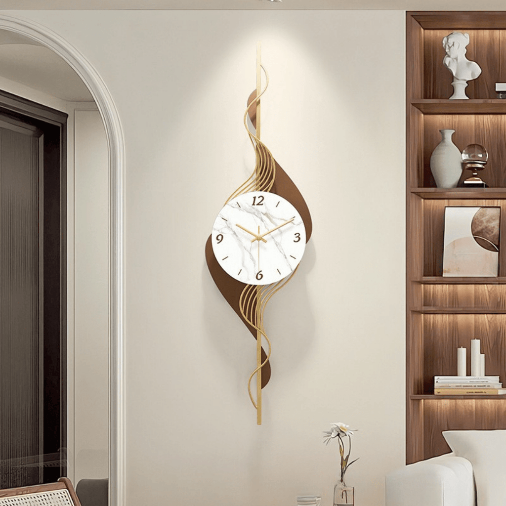 Modern and Luxurious Wall Clock with Wavy Light Design