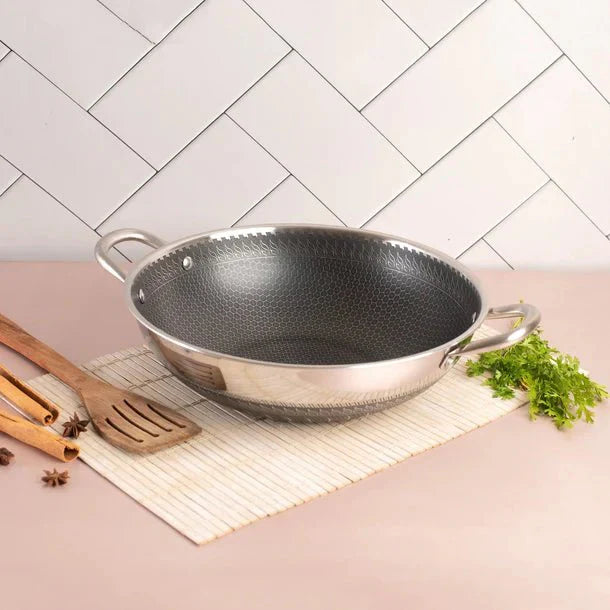 Multipurpose Stainless Steel Non-Stick Honeycomb Cooking Pot (30cm)