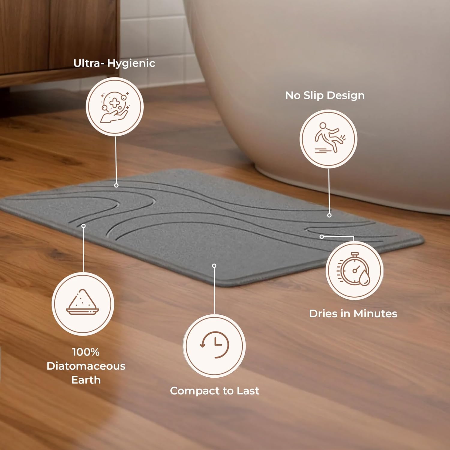 Diatomaceous Non-Slip Quick-Dry Stone Bath Mat