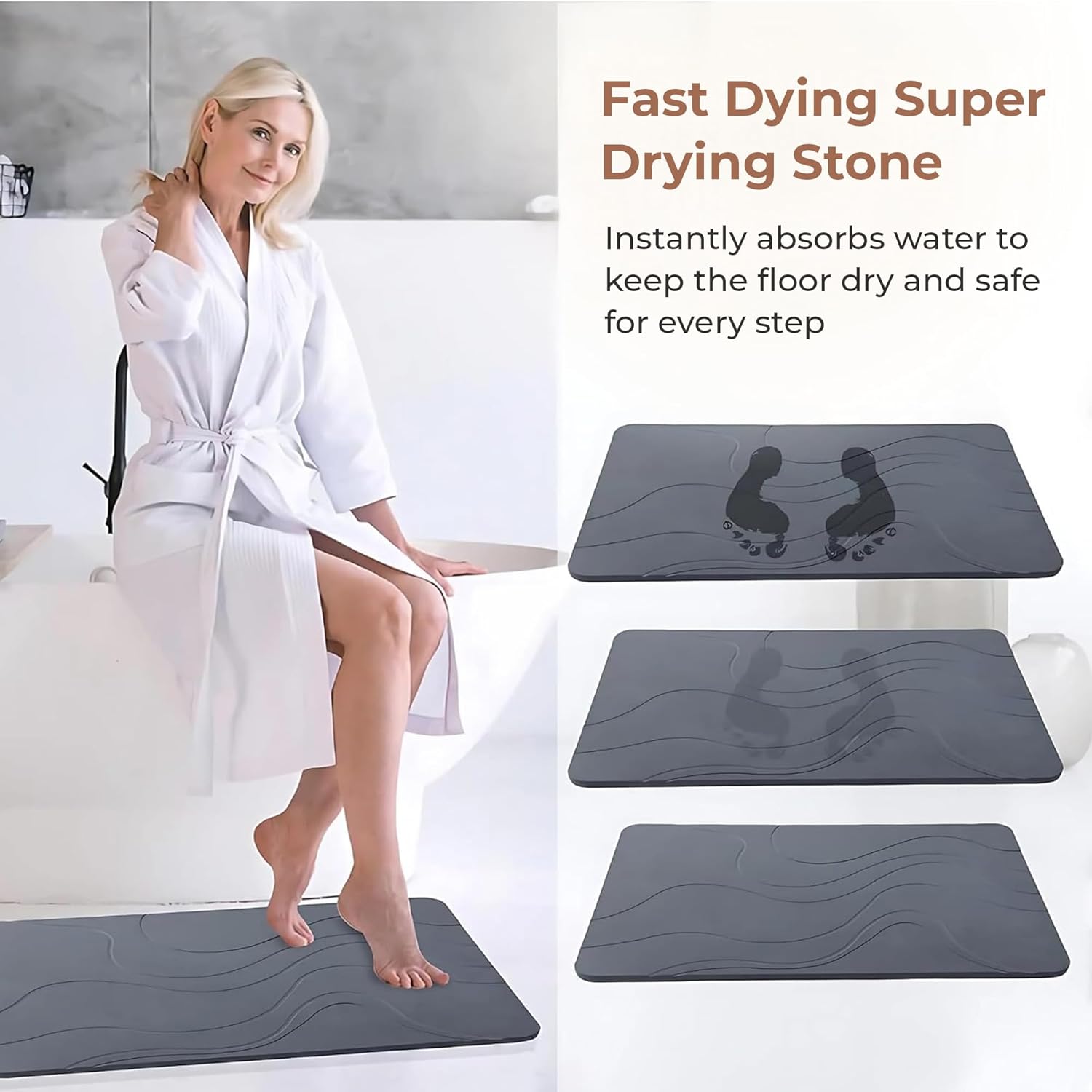 Diatomaceous Non-Slip Quick-Dry Stone Bath Mat