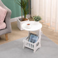 European Style White Round Side Table for Living Room