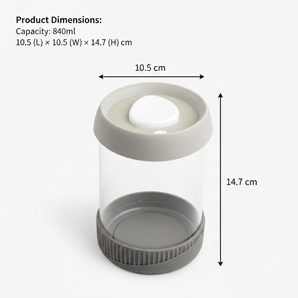 Premium Microwave Safe Borosilicate Glass Canister with Vacuum Lid(840ml)
