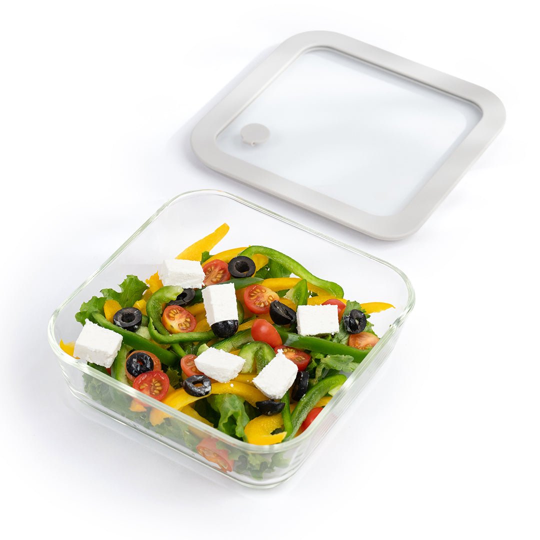 Square Borosilicate Glass Food Container with Vented Lid(1170ml)