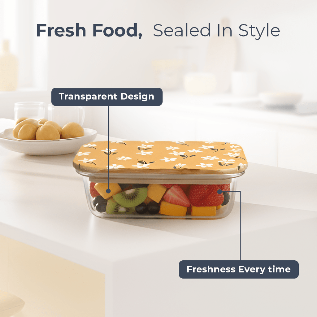 Premium Airtight Borosilicate Glass Food Container with Bamboo Lid(640ml)