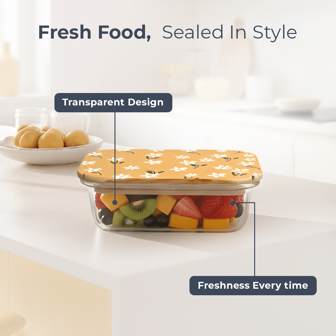 Premium Airtight Borosilicate Glass Food Container with Bamboo Lid(640ml)