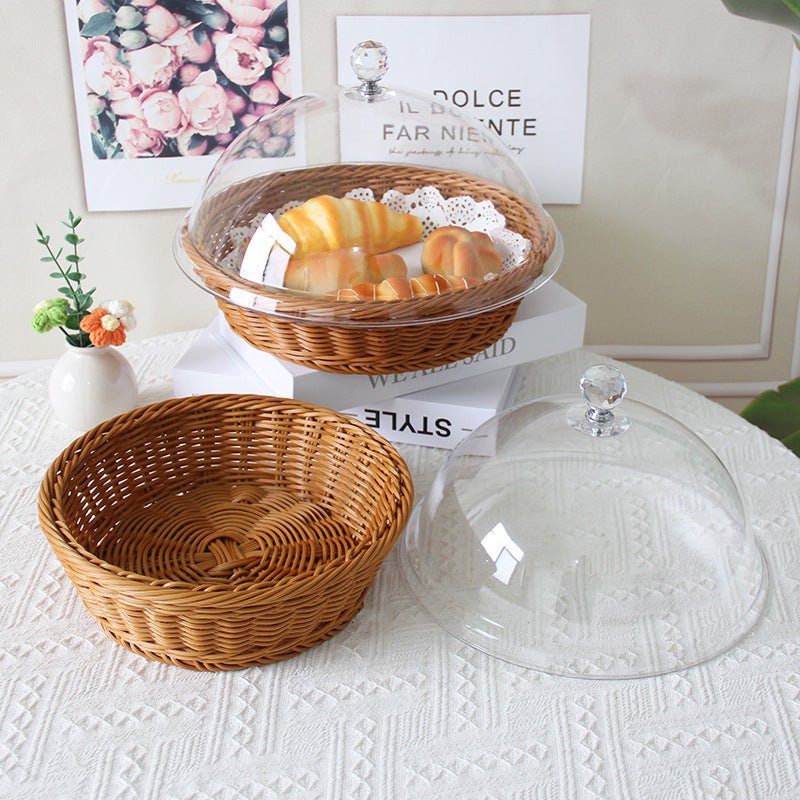 Handwoven Decorative Bread & Pastry Basket with Lid