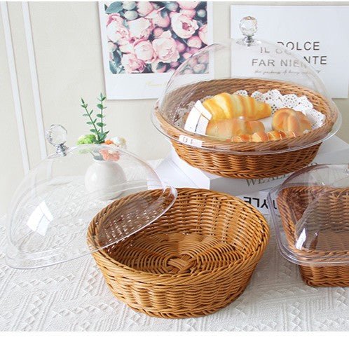 Handwoven Decorative Bread & Pastry Basket with Lid