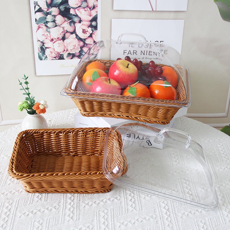 Handwoven Decorative Bread & Pastry Basket with Lid