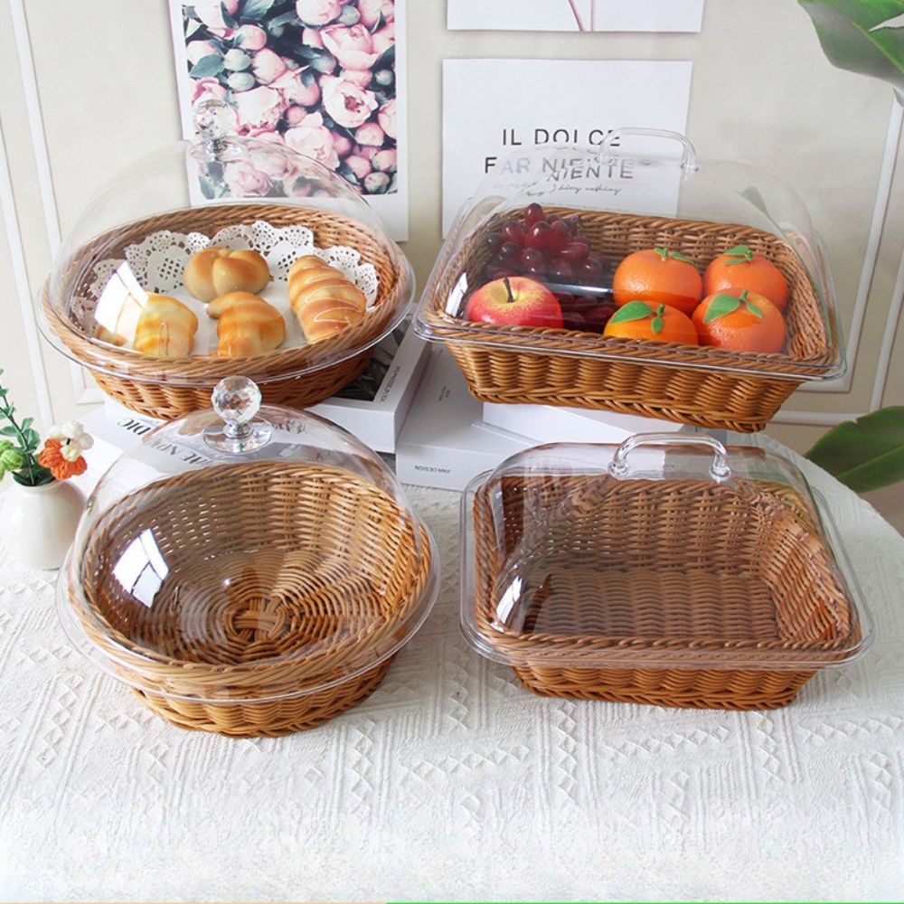 Handwoven Decorative Bread & Pastry Basket with Lid
