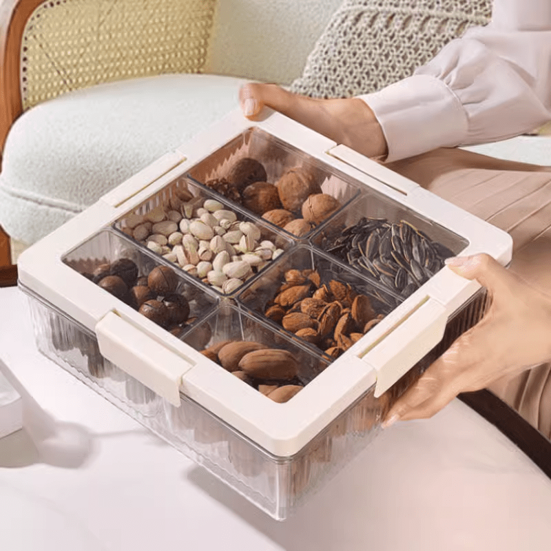 Multi-Purpose 6 Grid Snack & Candy Storage Container Box (27cm)