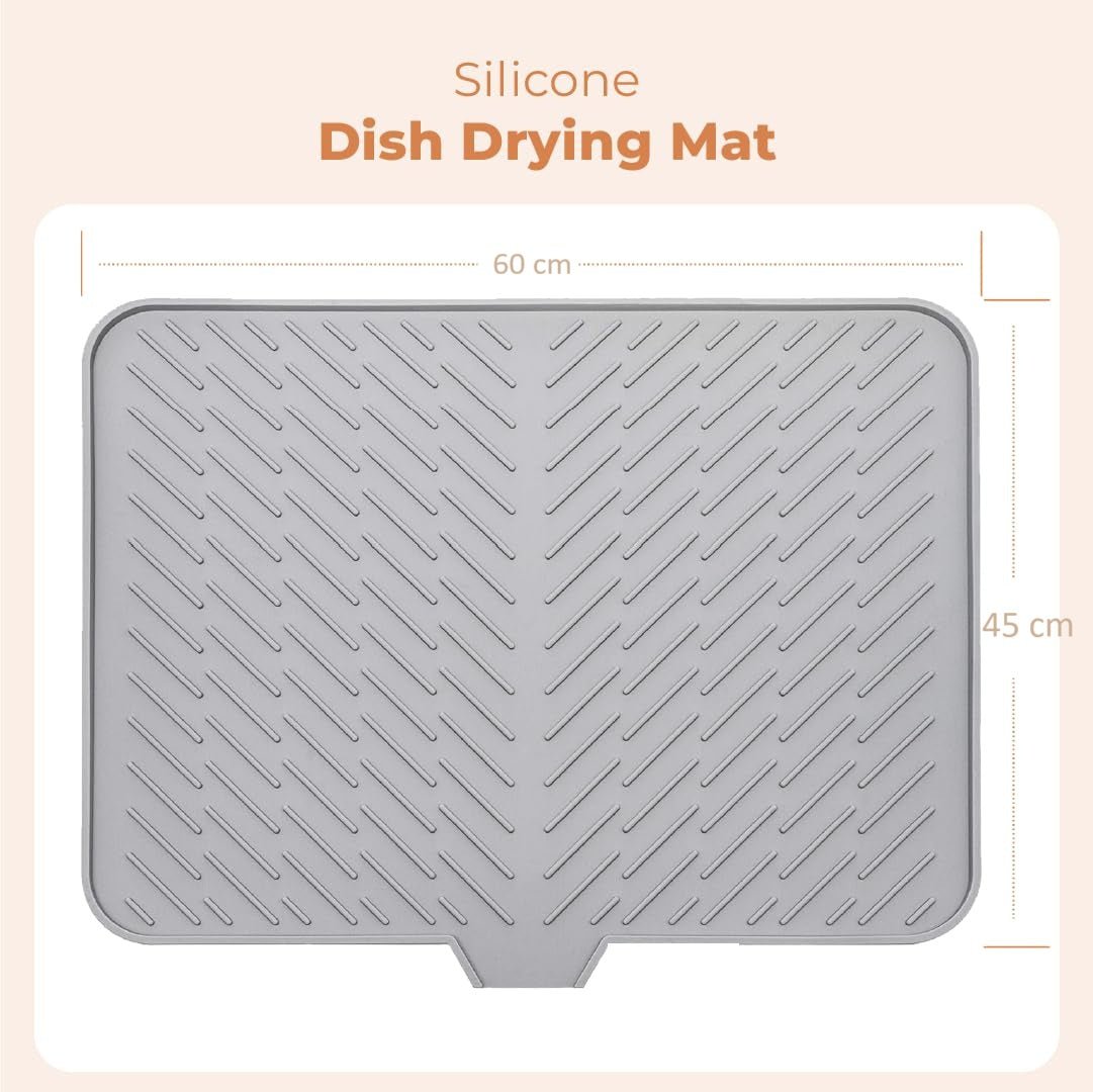 Kitchen Countertop Drying Mat with Drain Lip