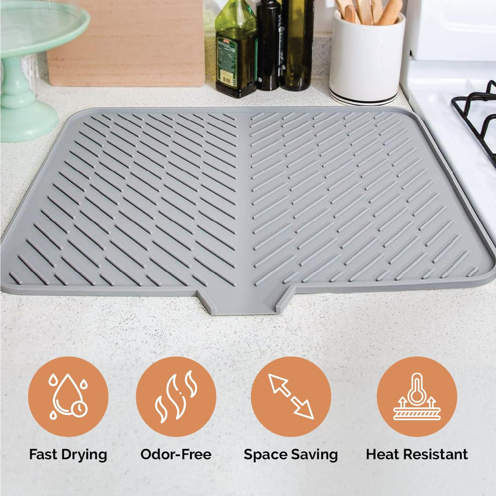 Kitchen Countertop Drying Mat with Drain Lip