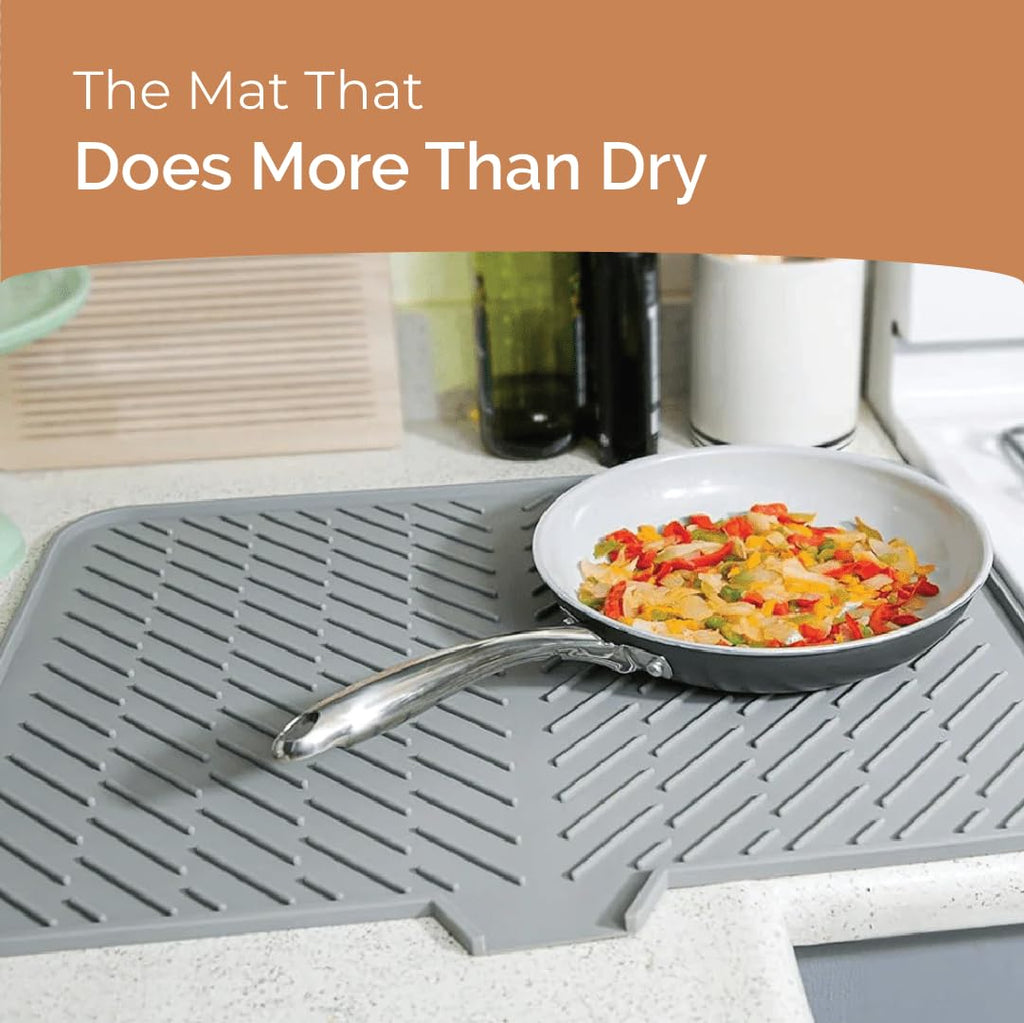 Kitchen Countertop Drying Mat with Drain Lip