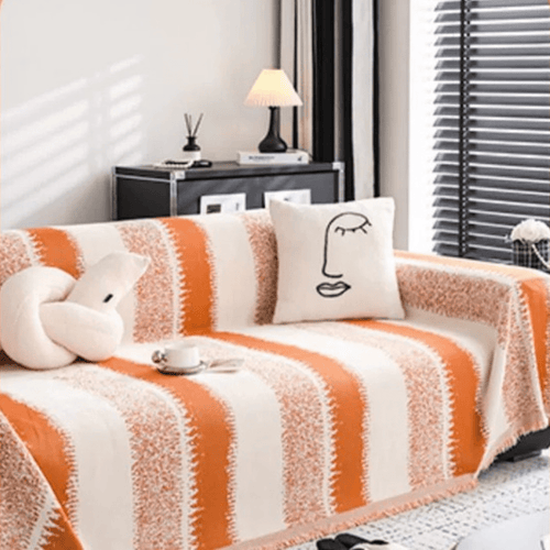 Elegance Chenille Sofa Cover :[EM-SC-10] (Orange)