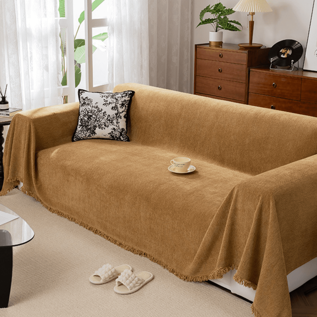 Elegance Chenille Sofa Cover :[EM-SC-13] (Coffee)