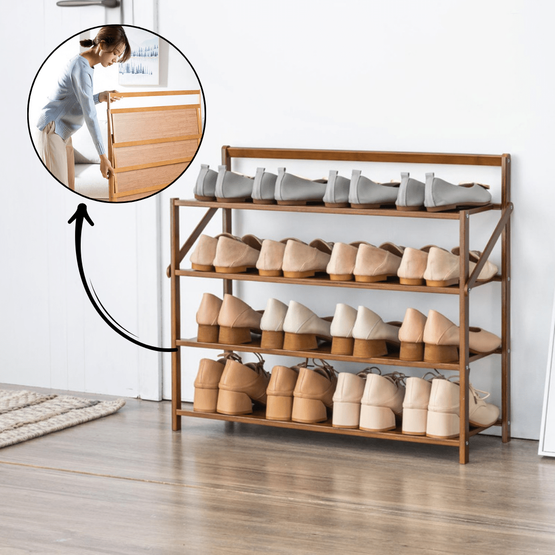 Multi-Use Foldable Wooden Shoe Storage Shelf (68cm)