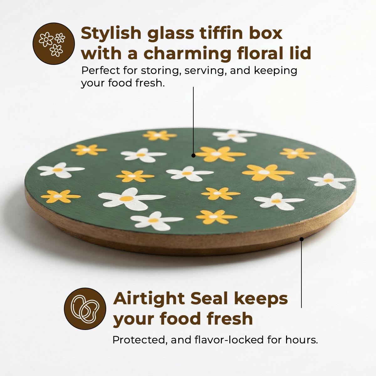 Round Borosilicate Glass Food Container with Printed Lid(650ml)