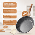 Maifan Stone Non-Stick Flat Bottom Frying Pan (Black-24cm)